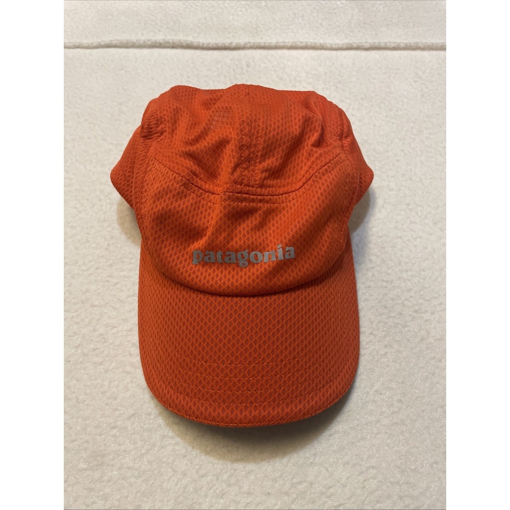 Patagonia Running Hat Cap Strap Back Orange Five Panel Vented Reflective
